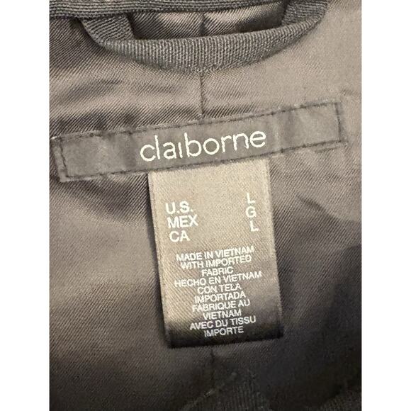 Claiborne Men’s Black Lined Vinyl Jacket Size Large Modern Mock Neck Classic - Picture 3 of 5